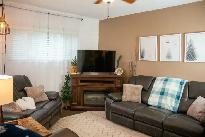 Elegant and cozy—relax in this stylish living space after a day of adventure.