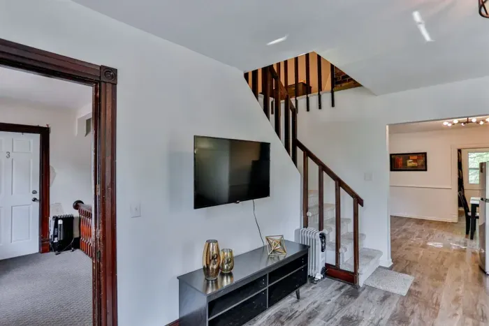 Spacious living room with elegant decor and views