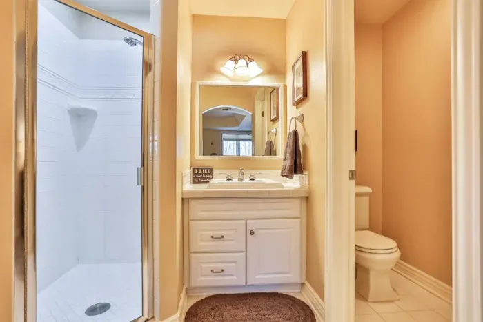 Enjoy the convenience of a private bathroom designed for comfort and ease, featuring modern fixtures and a fresh, clean feel.