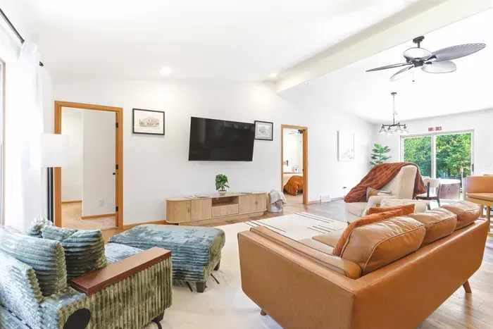 Settle in for movie nights and slow mornings in a comfortable lounge designed for easy relaxation.