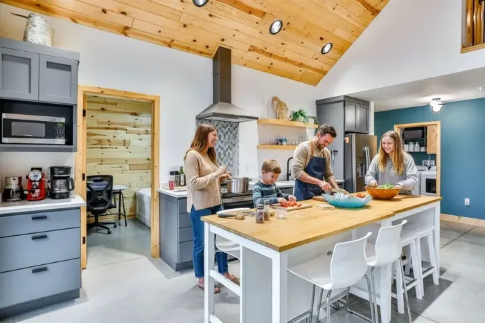 Thoughtfully stocked kitchen with quality tools, sharp knives, and everything in between.