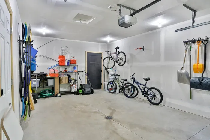 Warm, secure parking and storage just steps from the main living space.