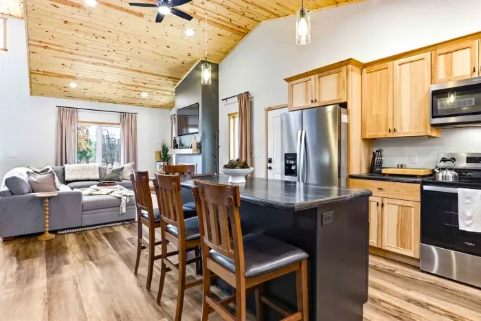 Stylish Fully Equipped Kitchen with Wooden Center Island
