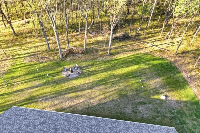 Beautifully situated home surrounded by mature trees, open yard space, and a quiet driveway entrance.