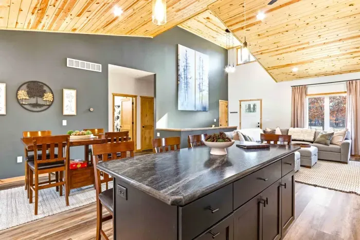 Spacious Kitchen with Wooden Cabinets & Prep Counter