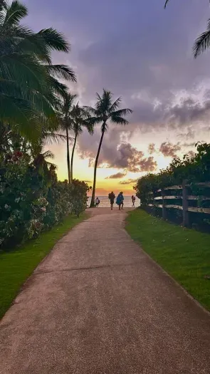 Sunset Path to the Beach
 Follow the glow. Just steps from your Hanalei Bay Resort condo, stroll down to the private beach path for a sunset to remember.