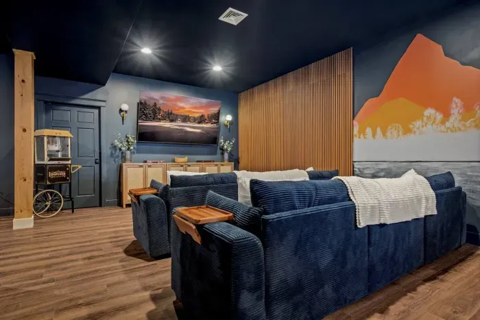 Cozy seating, large screen Smart TV and pop corn machine!