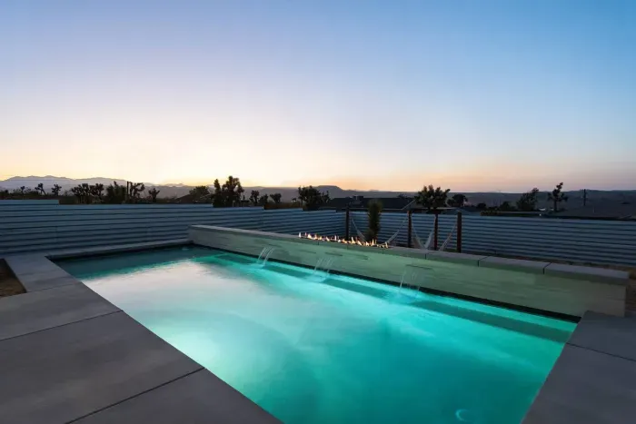 Baja step and walkway in the pool for those who might not be the best swimmers 