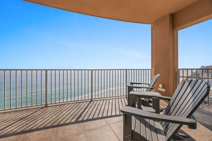 Balcony has 2 adirondack chairs to enjoy the views