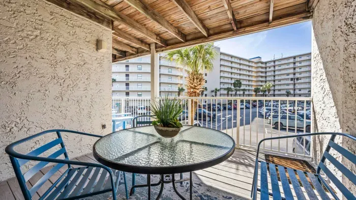 Balcony with seating for 2 off living room