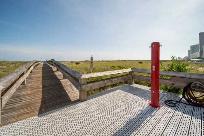 Boardwalk with shower