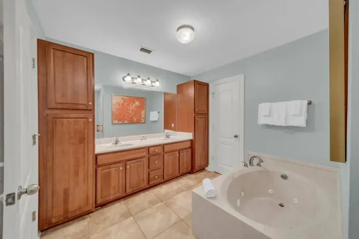 Primary bathroom with garden jetted tub