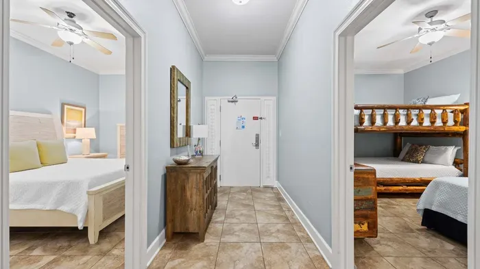 Hallway between guest bedrooms