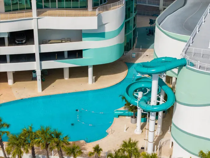 Huge corkscrew waterslide