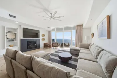 Living room with fireplace