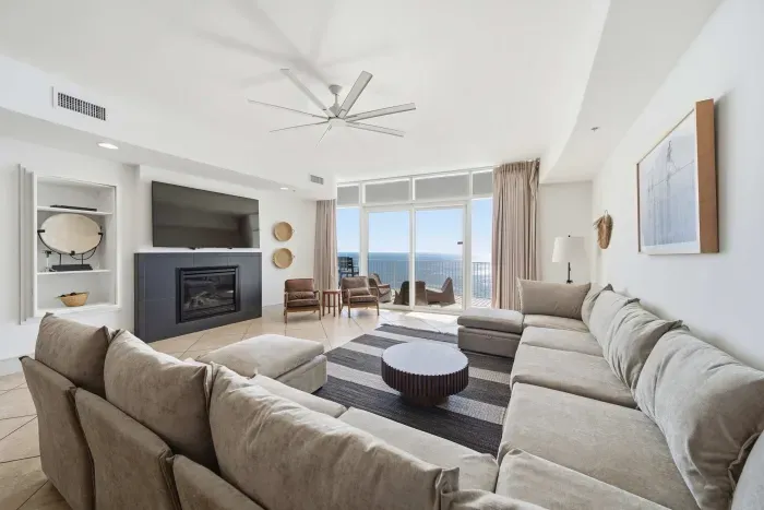 Living room with fireplace