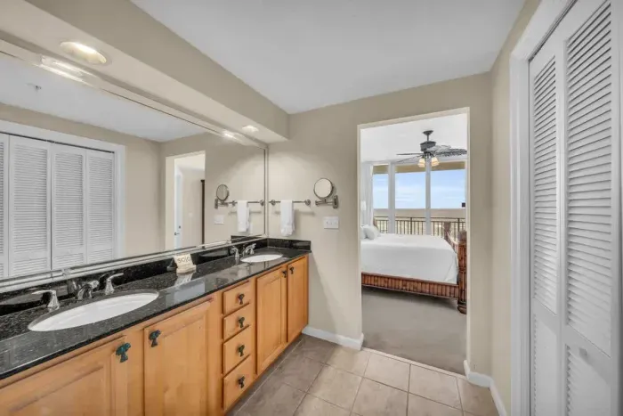 Primary bathroom dual vanity