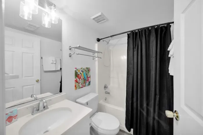 Guest bathroom with shower tub combo