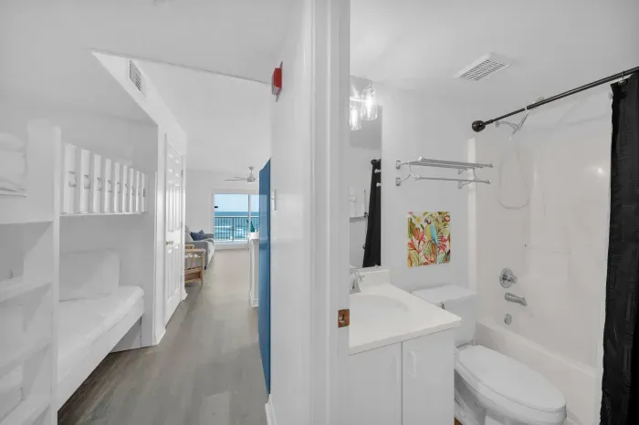 Guest bathroom off hallway bunk area