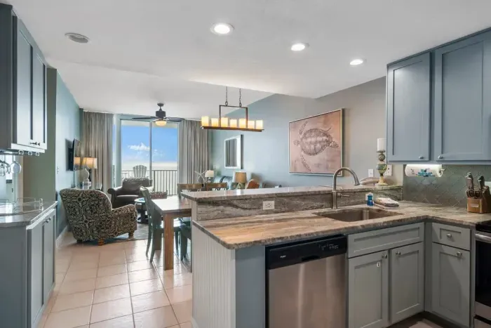 Kitchen off living and dining area