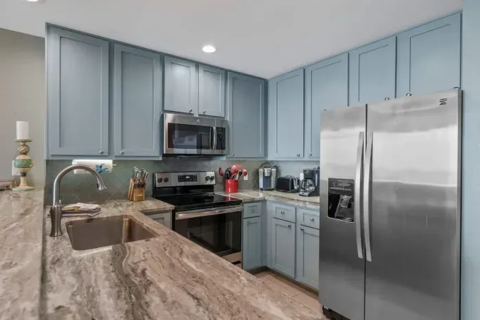 Kitchen with stainless steel appliances