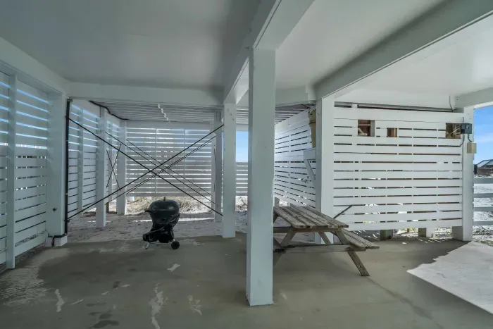 Grill and picnic area under the carport