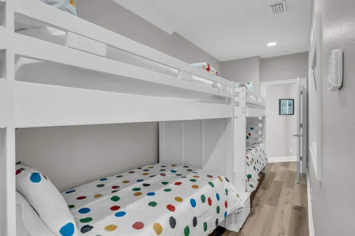 Third floor bunk room with 4 twin beds