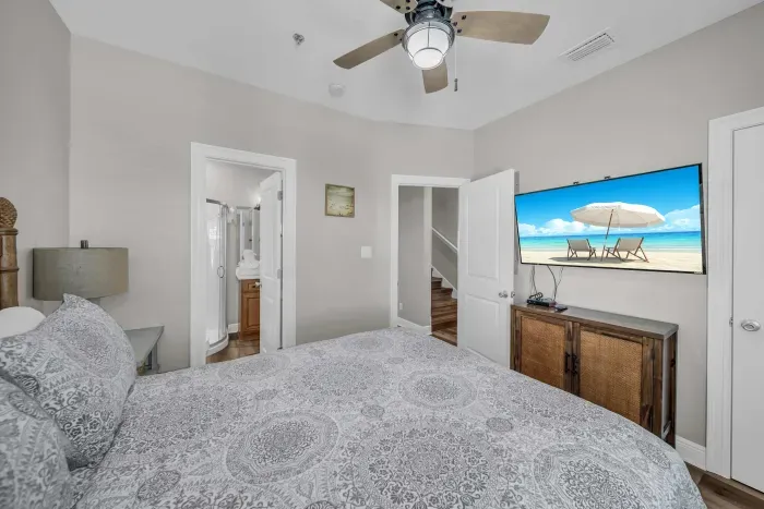 Main level guest bedroom with ensuite bathroom