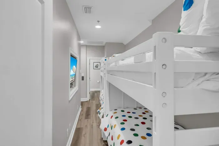 Third floor guest room with 2 twin over twin bunkbeds