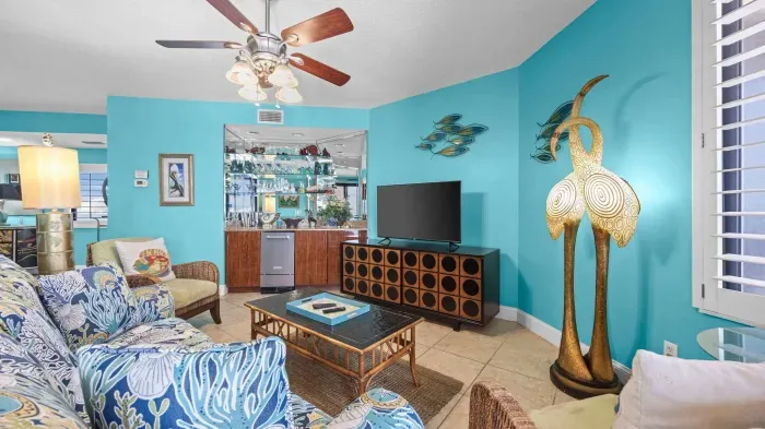 Living room with wet bar