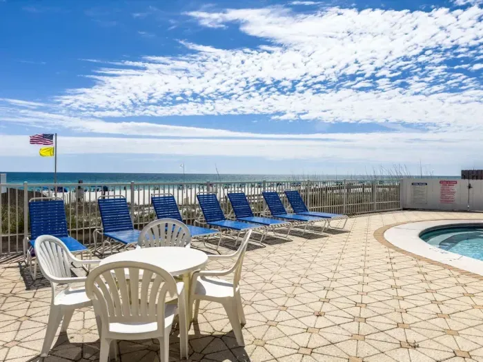 Pool deck with loungers