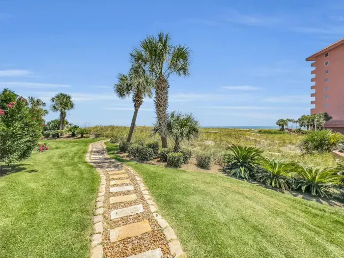 Lawn walkway along the dunes