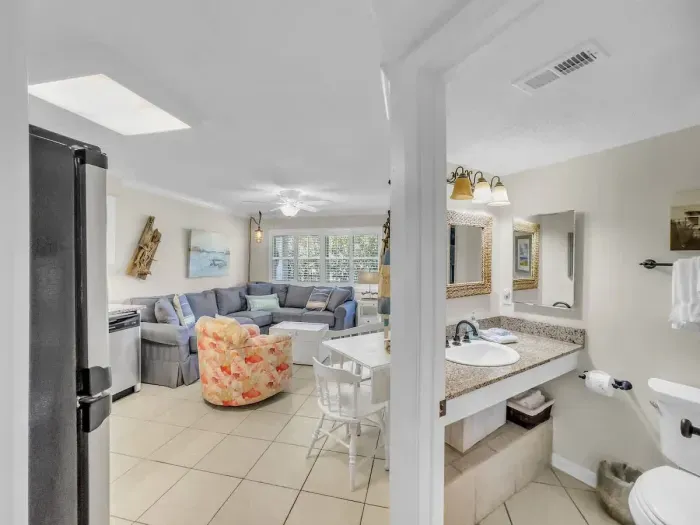 View from hallway into guest bathroom off the kitchen