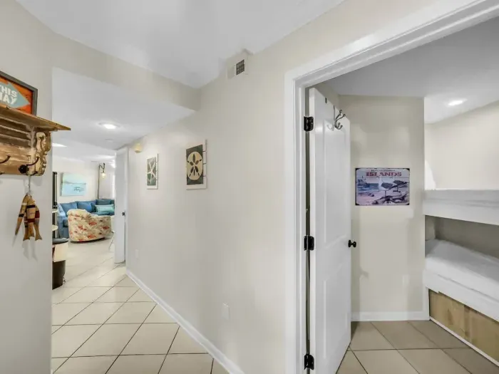 View from hallway into bunk room