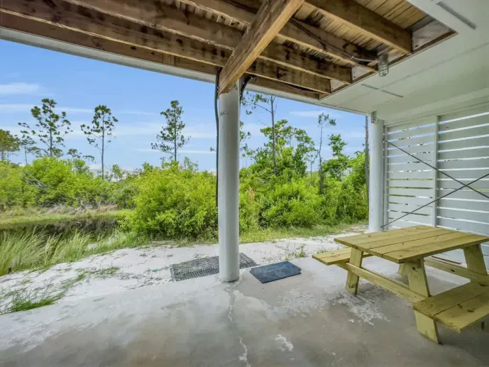 Lake behind parking area