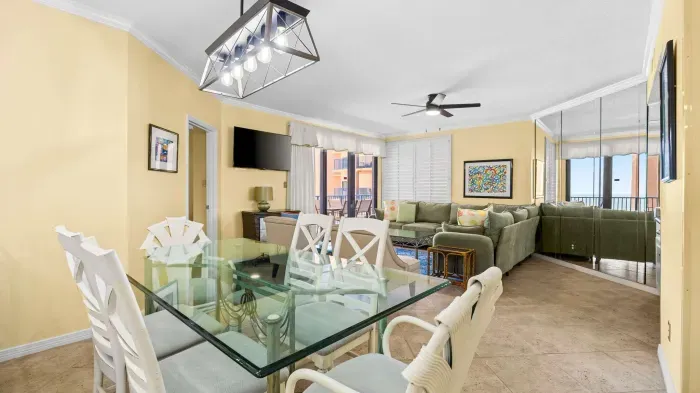 Dining table offers seating for 6