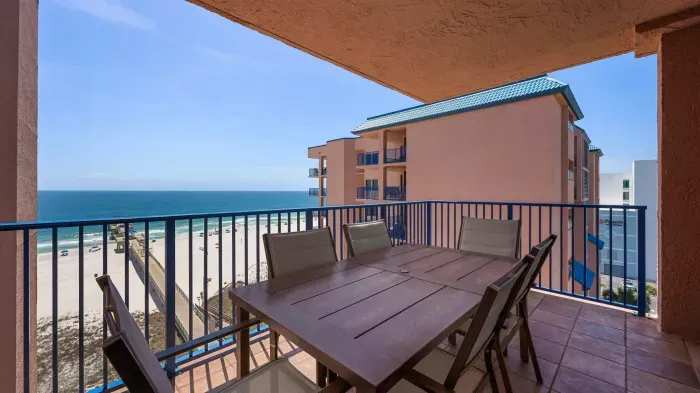 Balcony with dining seating