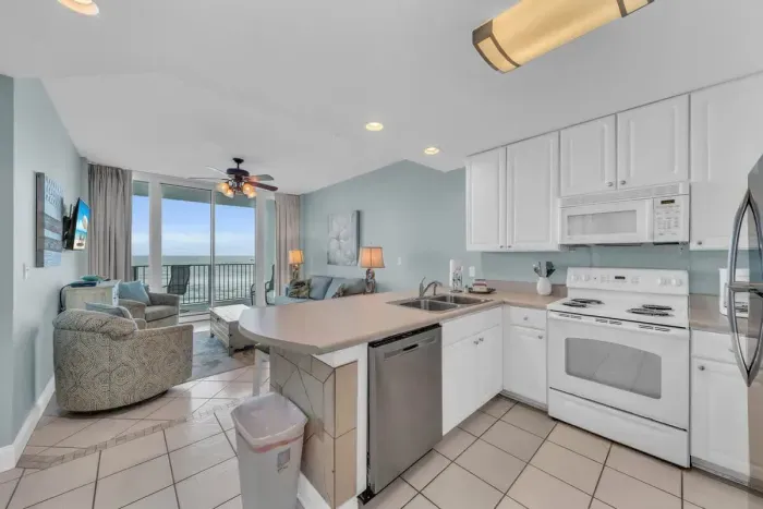 The fully stocked Kitchen, invites culinary adventures.