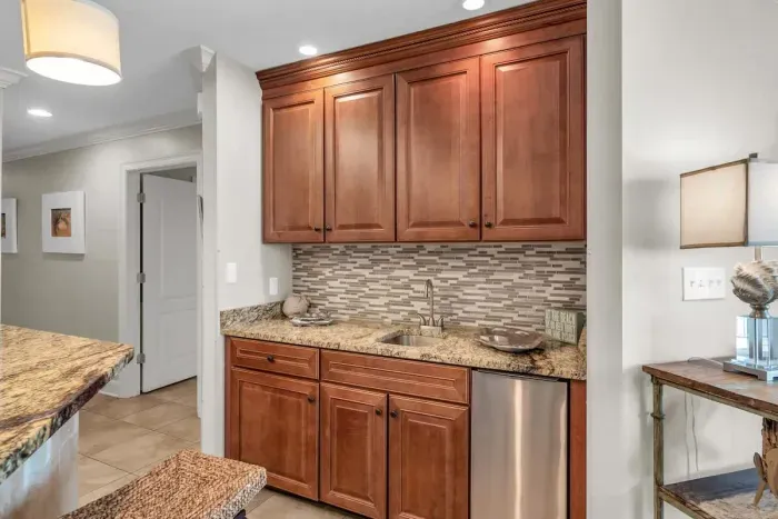 Wet bar with stand alone freezer
