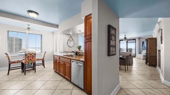 Hallway view of kitchen