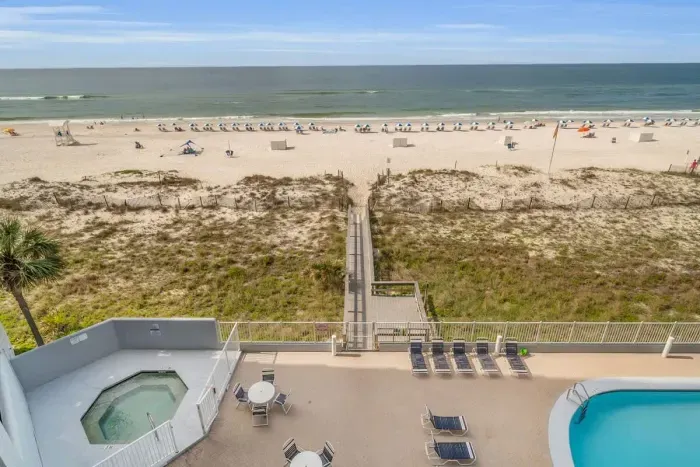 Balcony View of Pool and Beach