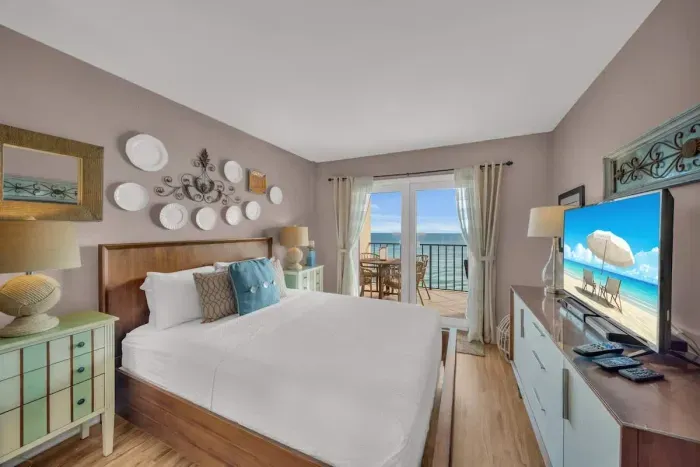 Primary bedroom with queen bed