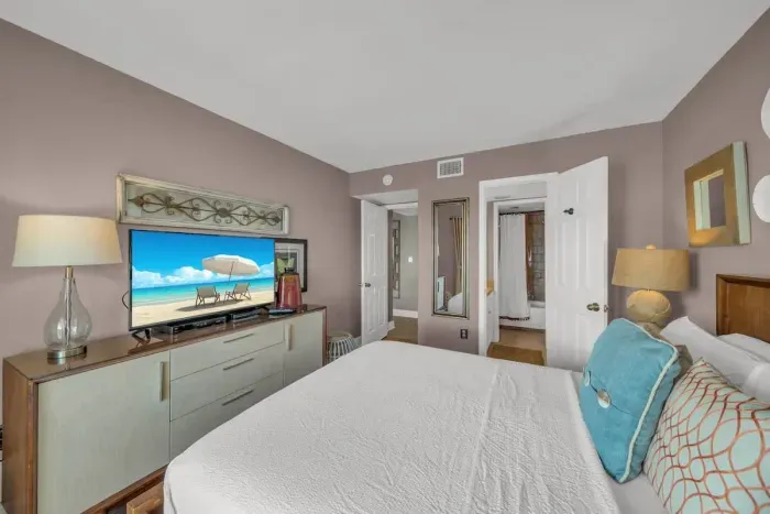 Primary bedroom with queen bed