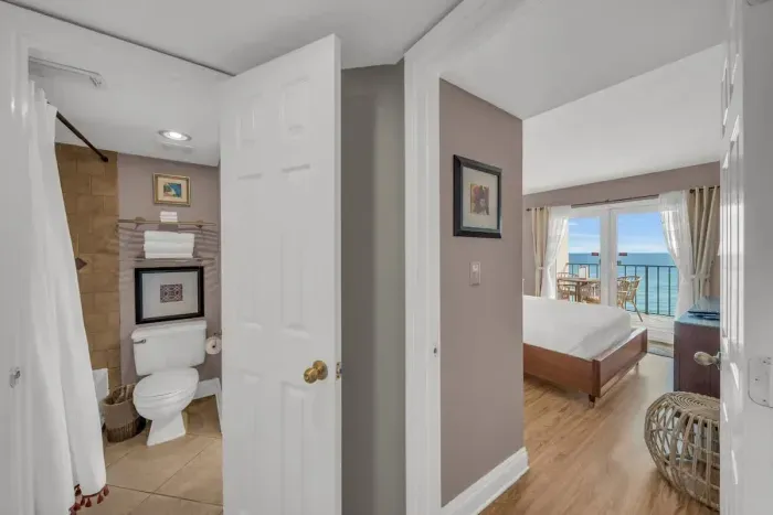 Hallway view of primary bedroom