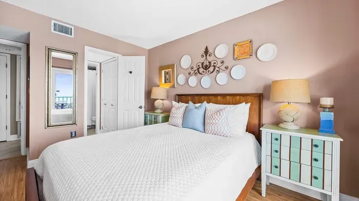 Primary bedroom with queen bed