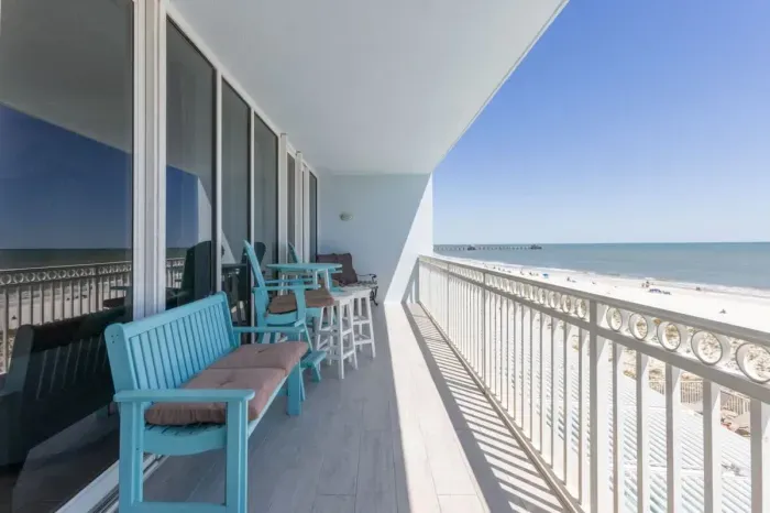 Large private balcony with Gulf views