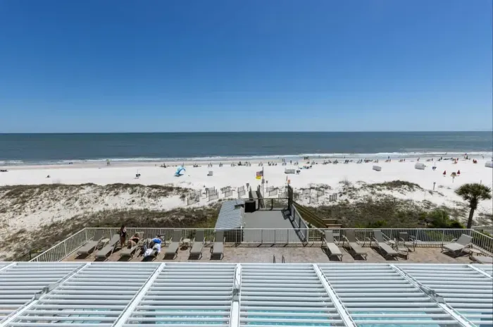 View of pool from balcony
