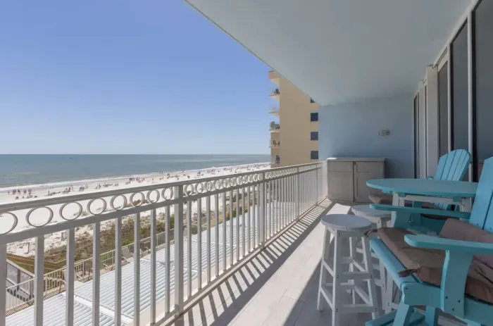 Large private balcony with Gulf views