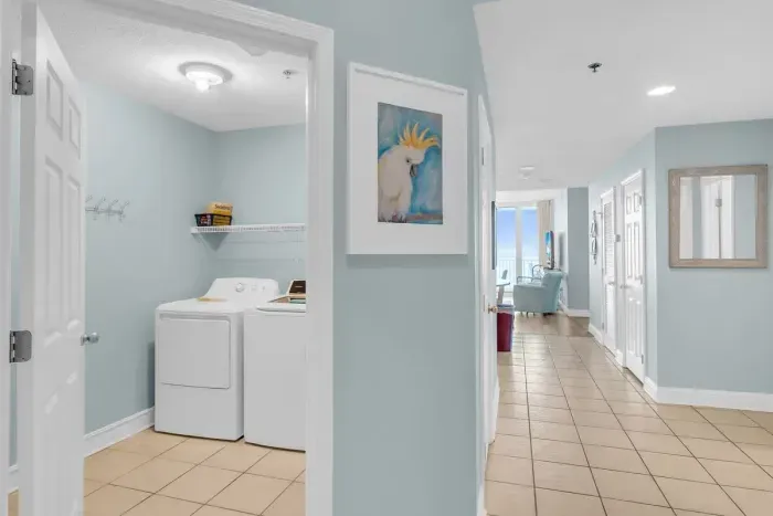 hallway view looking into laundry room
