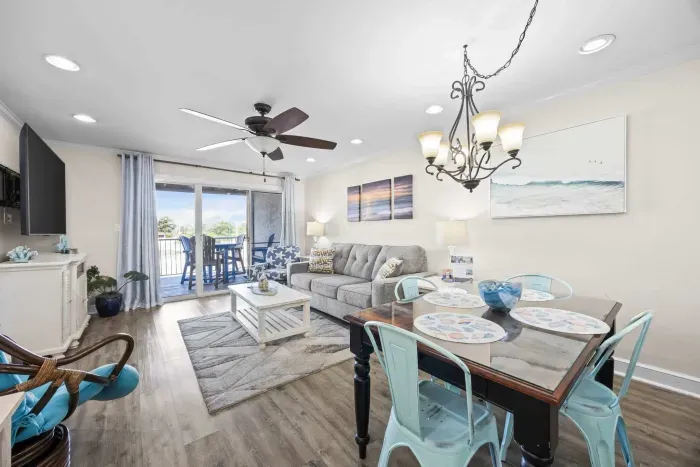 Living room and dining area